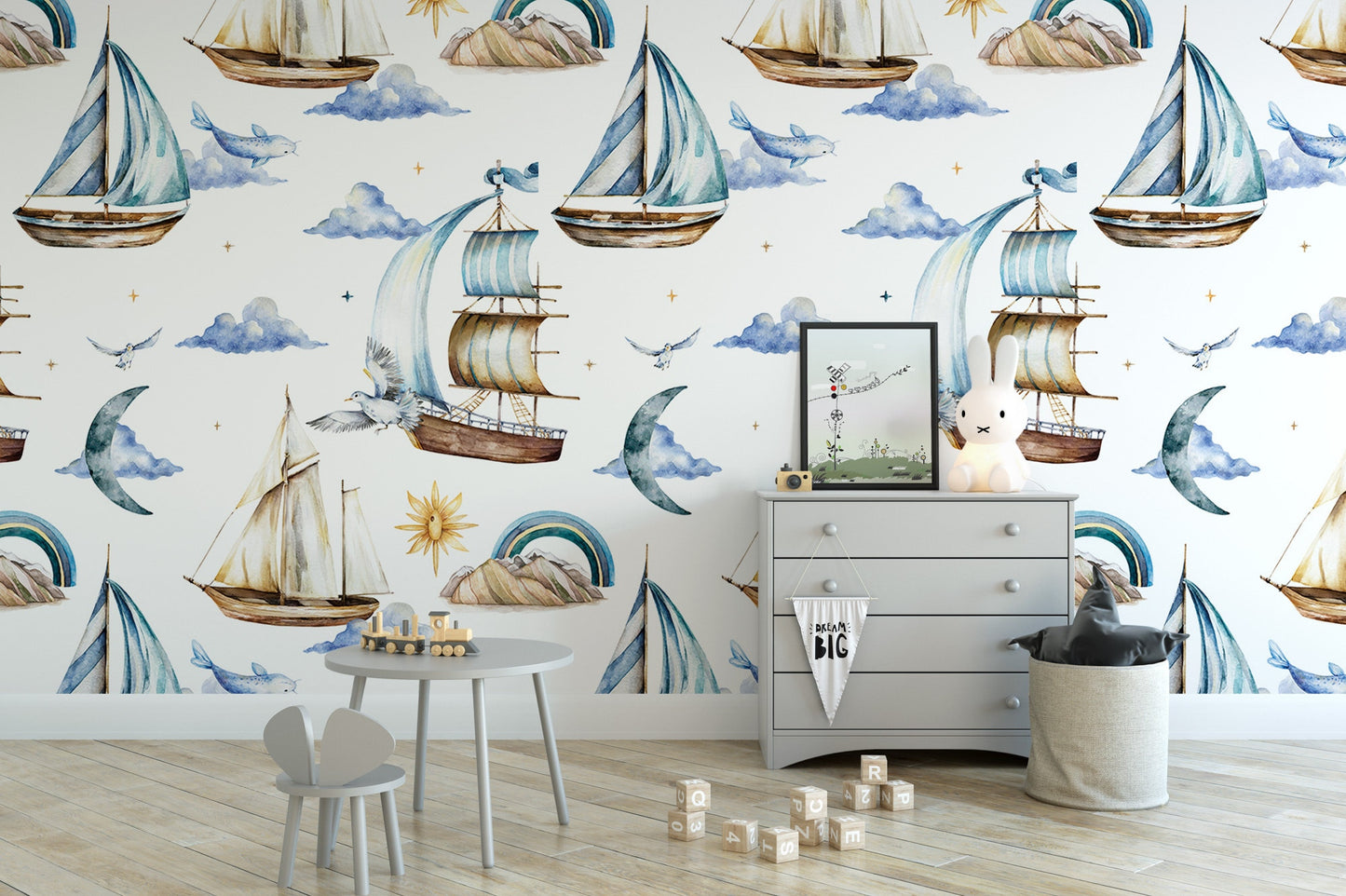 Watercolor Sailboats Wallpaper MW1953