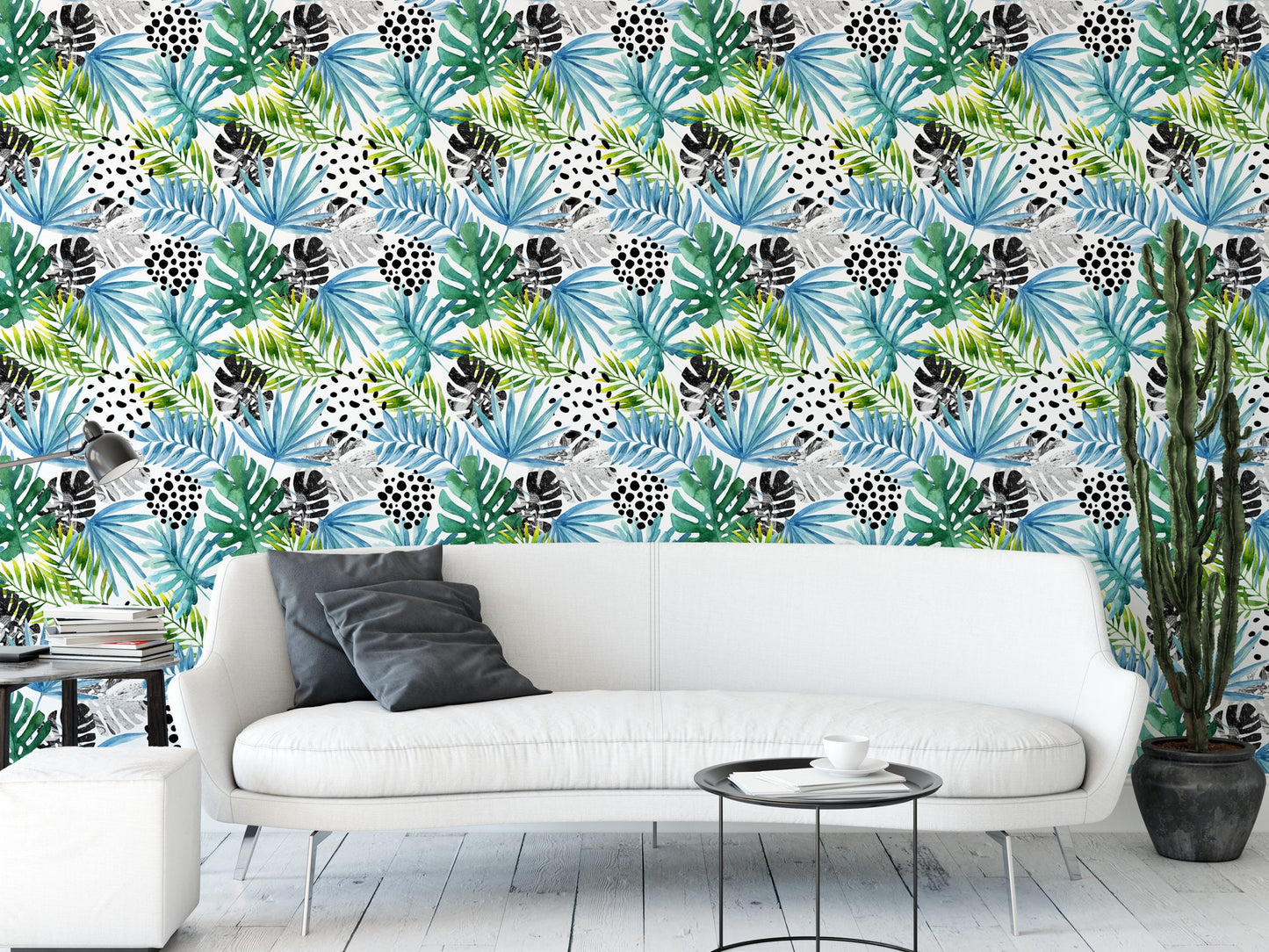 Tropical Floral Palm Leaf Wallpaper MW1001sm