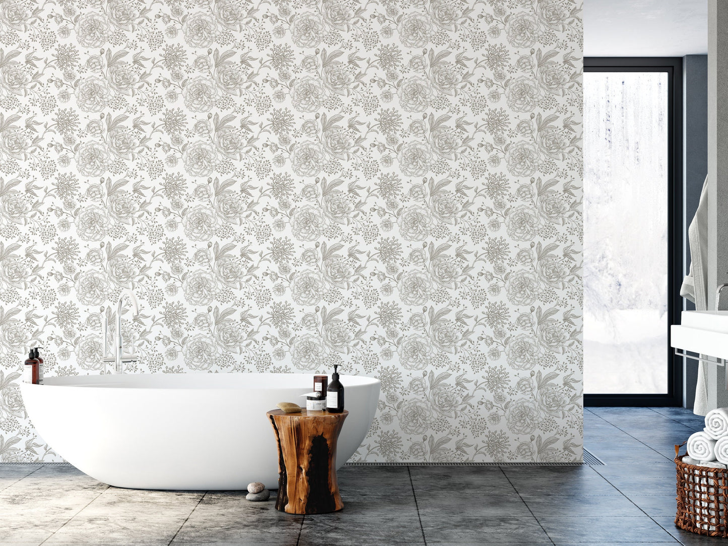 Vintage Floral Neutral Wallpaper MW1348sm