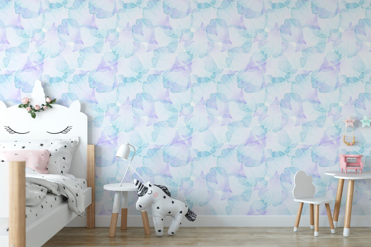 Blushing Blue Floral Wallpaper MW1019sm