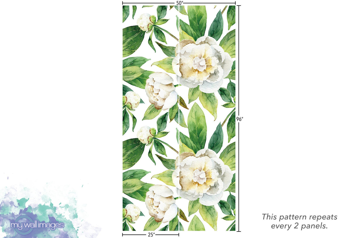 Peonies with Green Leaves Floral Wallpaper MW1332