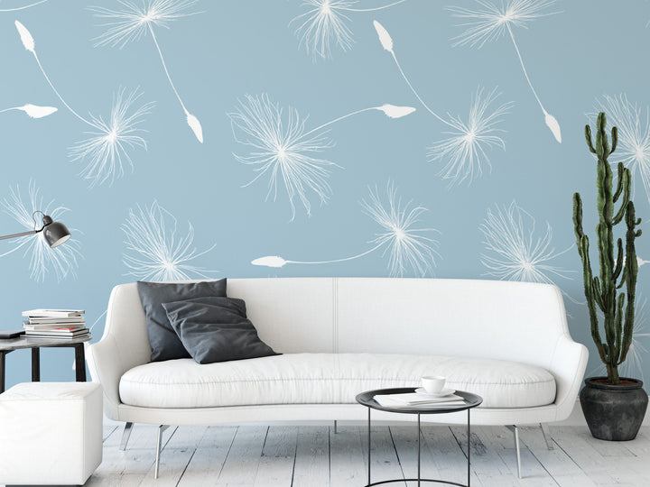 Light Blue White Dandelion Seeds Wallpaper MW1689