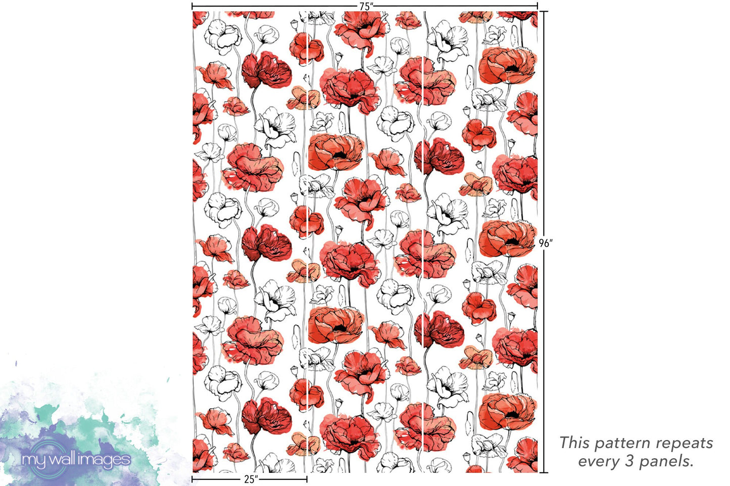 Red and White Poppies Wallpaper MW1833