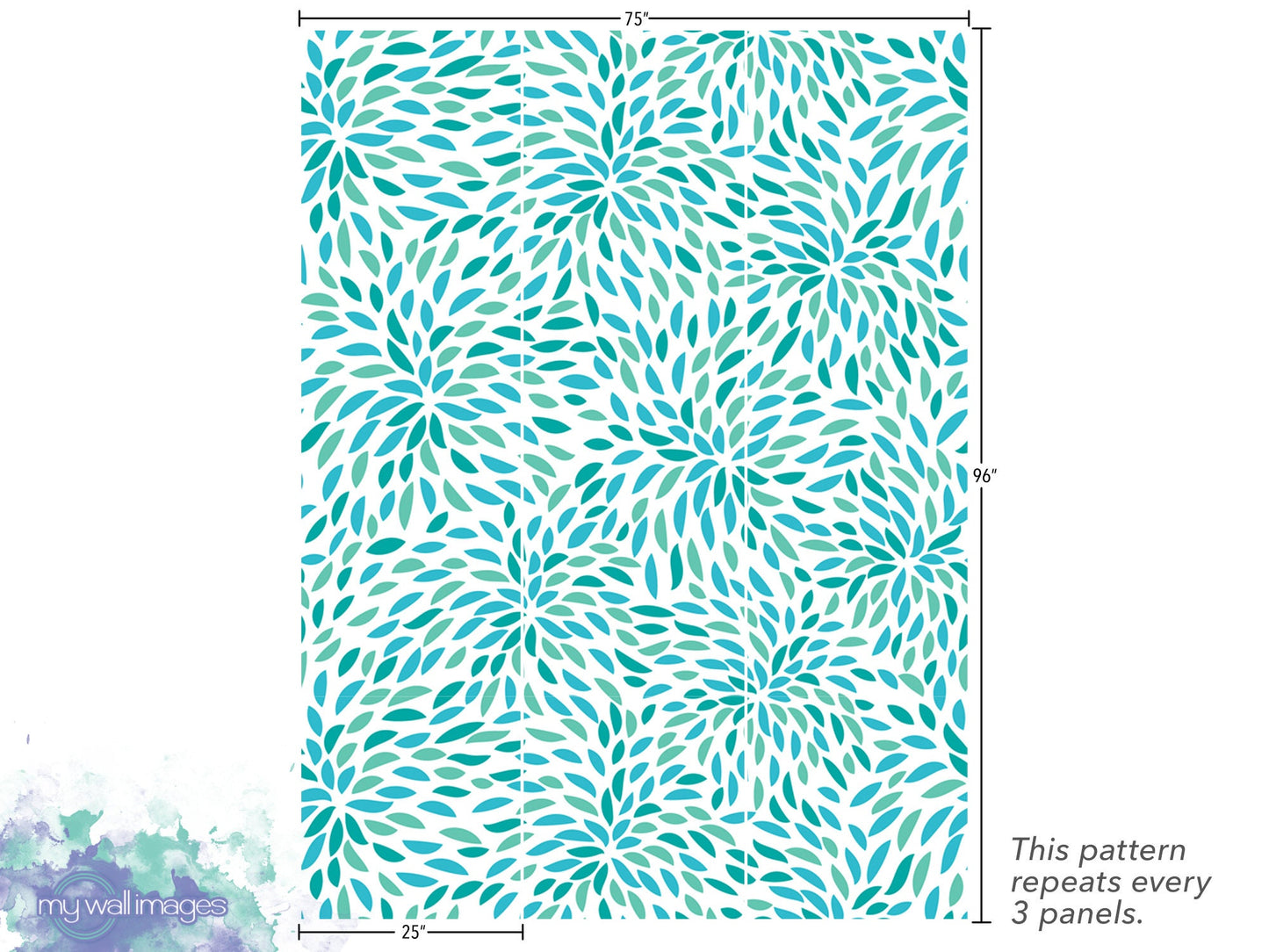 Turquoise Modern Flower Burst Wallpaper MW1028