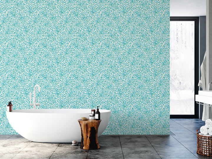 Turquoise Modern Flower Burst Wallpaper MW1028sm