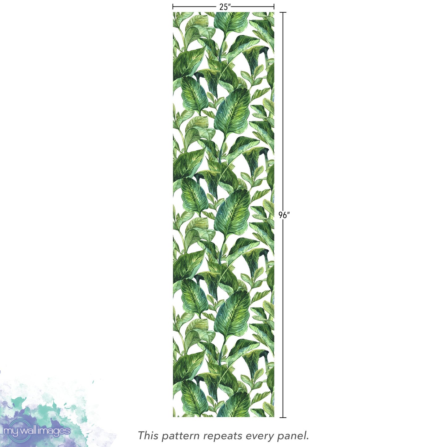 Tropical Palm Leaf Green Watercolor Wallpaper MW1035sm