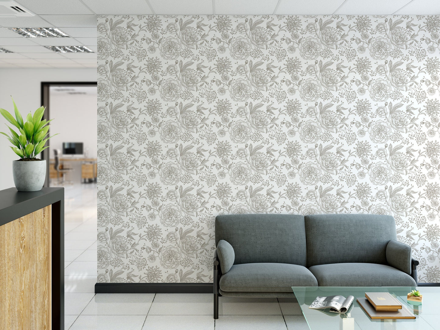 Vintage Floral Neutral Wallpaper MW1348sm