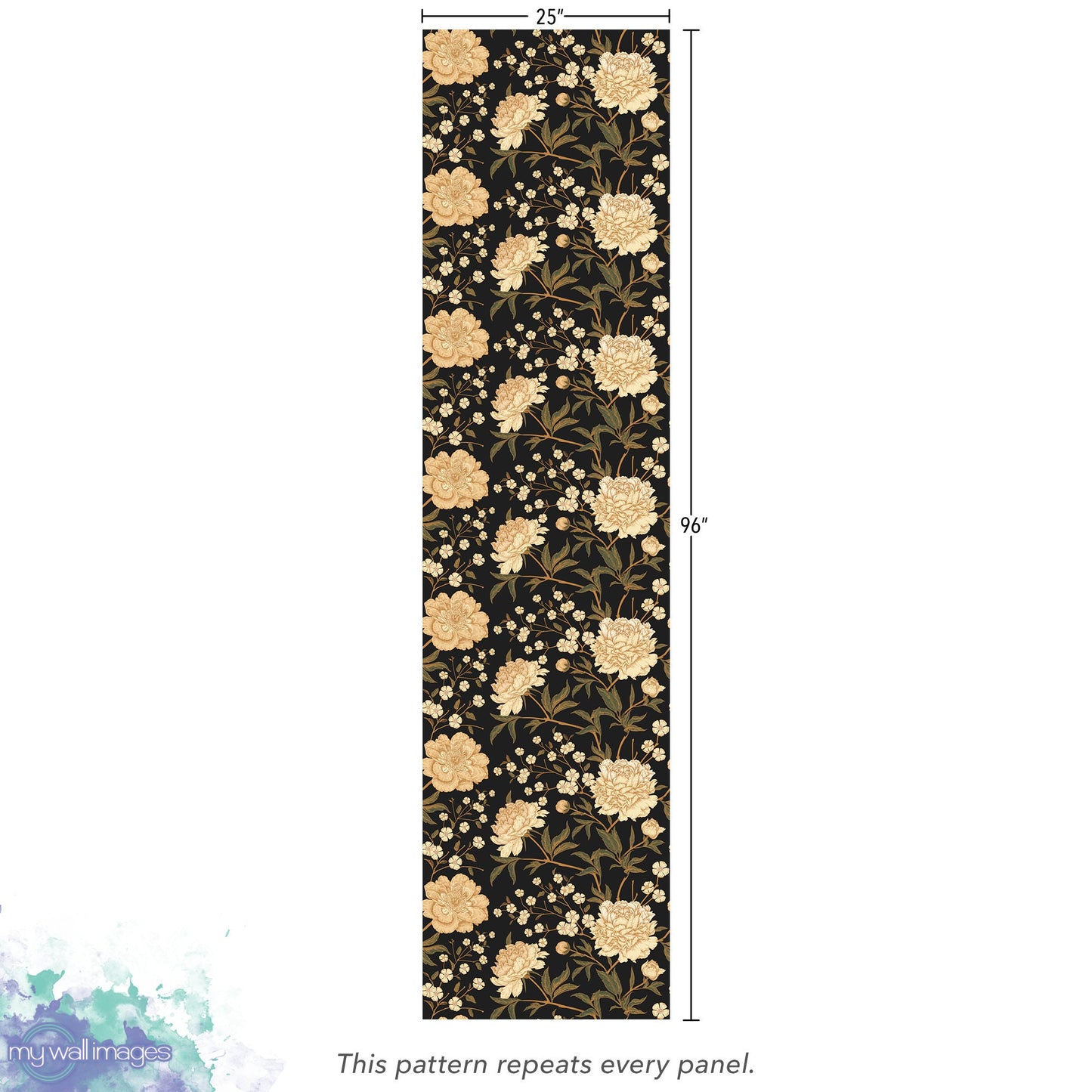 Vintage Black and Cream Floral Wallpaper MW1158sm