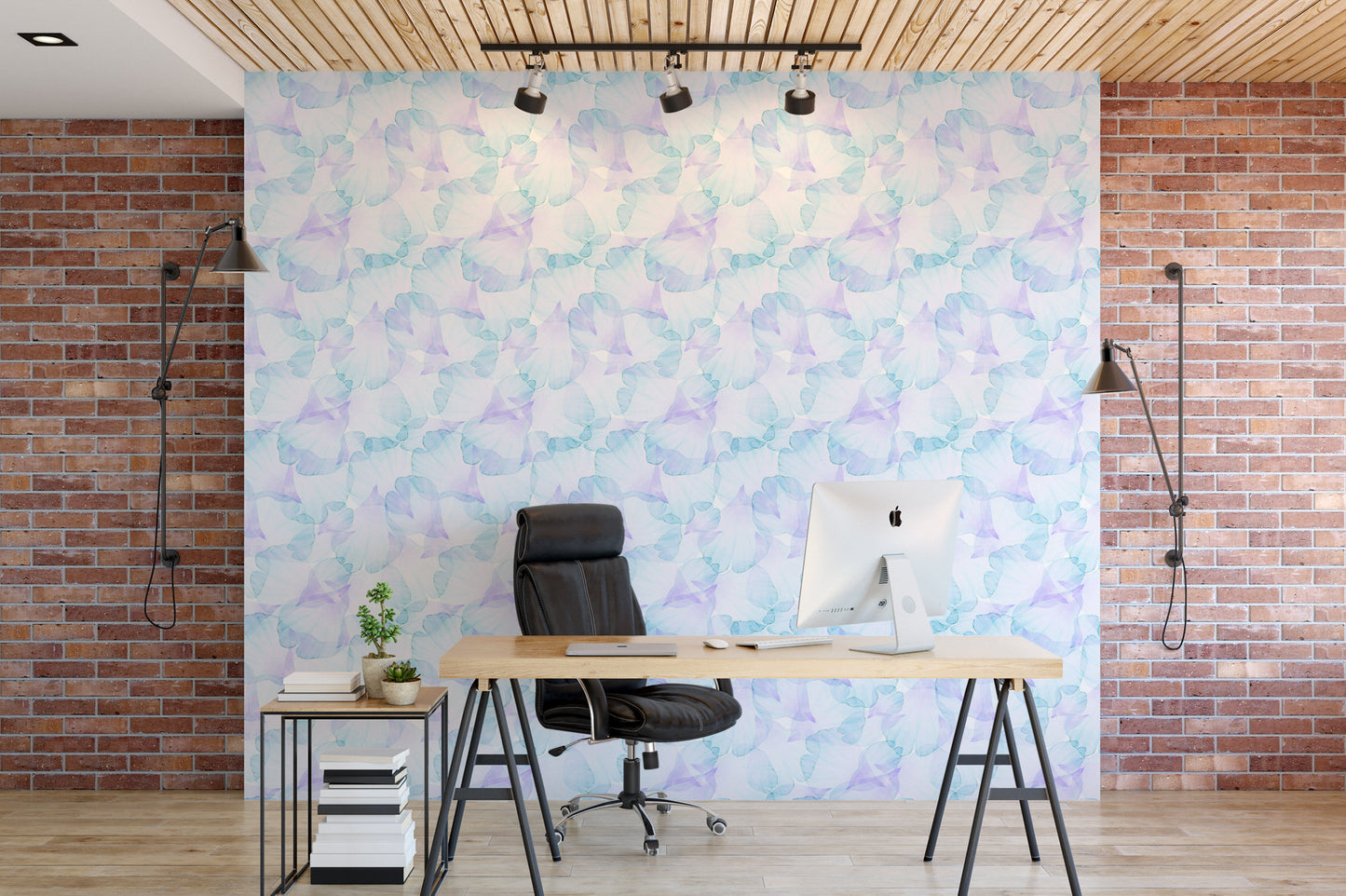 Blushing Blue Floral Wallpaper MW1019sm