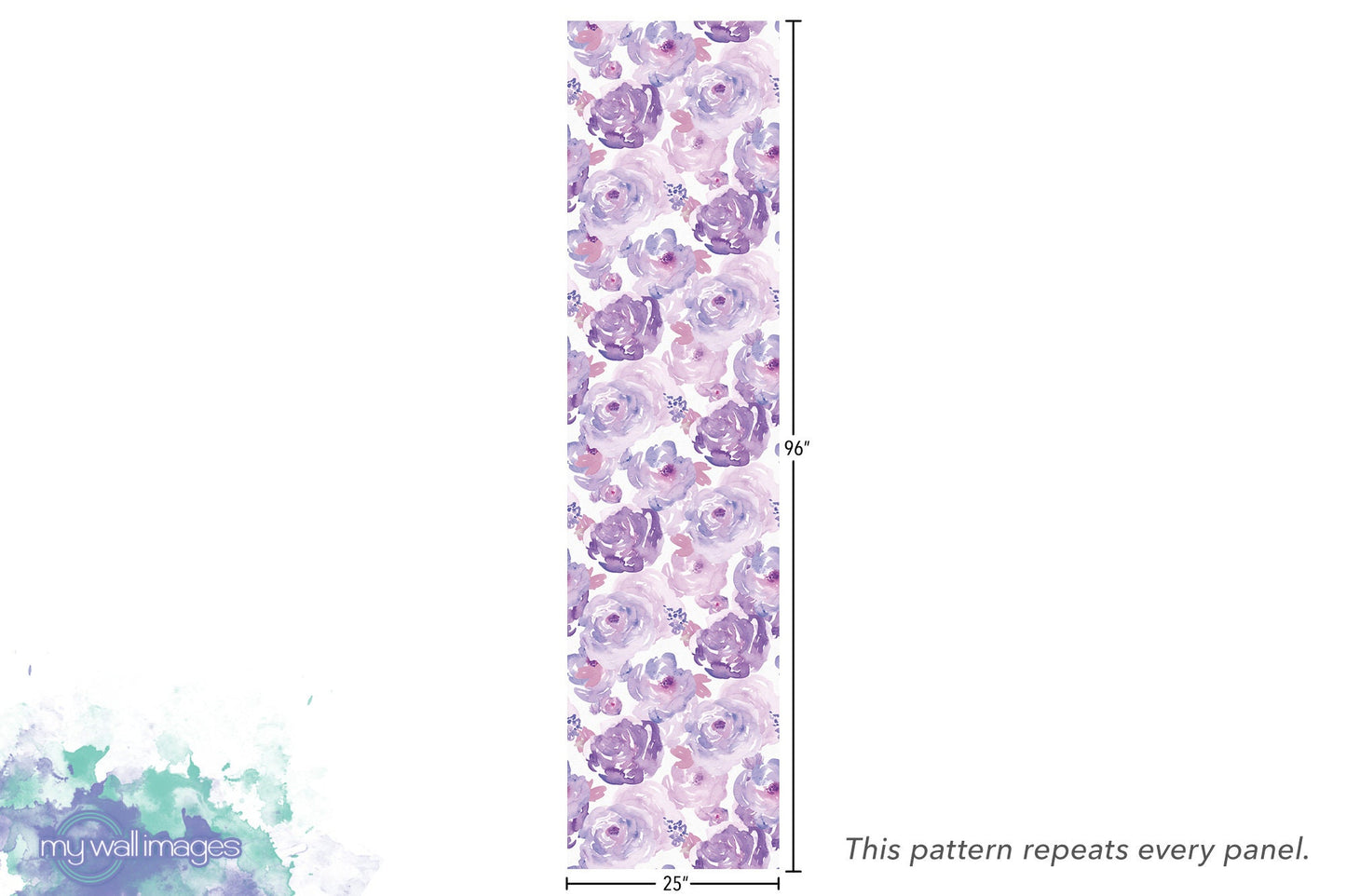 Watercolor Purple Floral Wallpaper MW1006sm