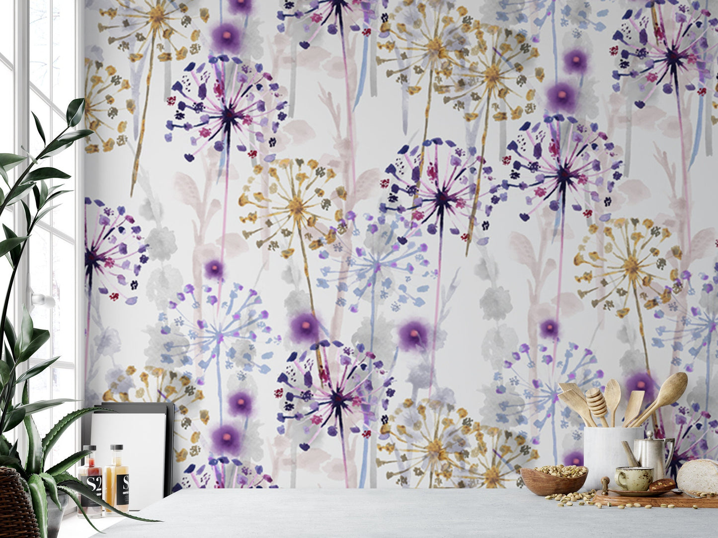 Delicate Purple Floral Wallpaper MW1161