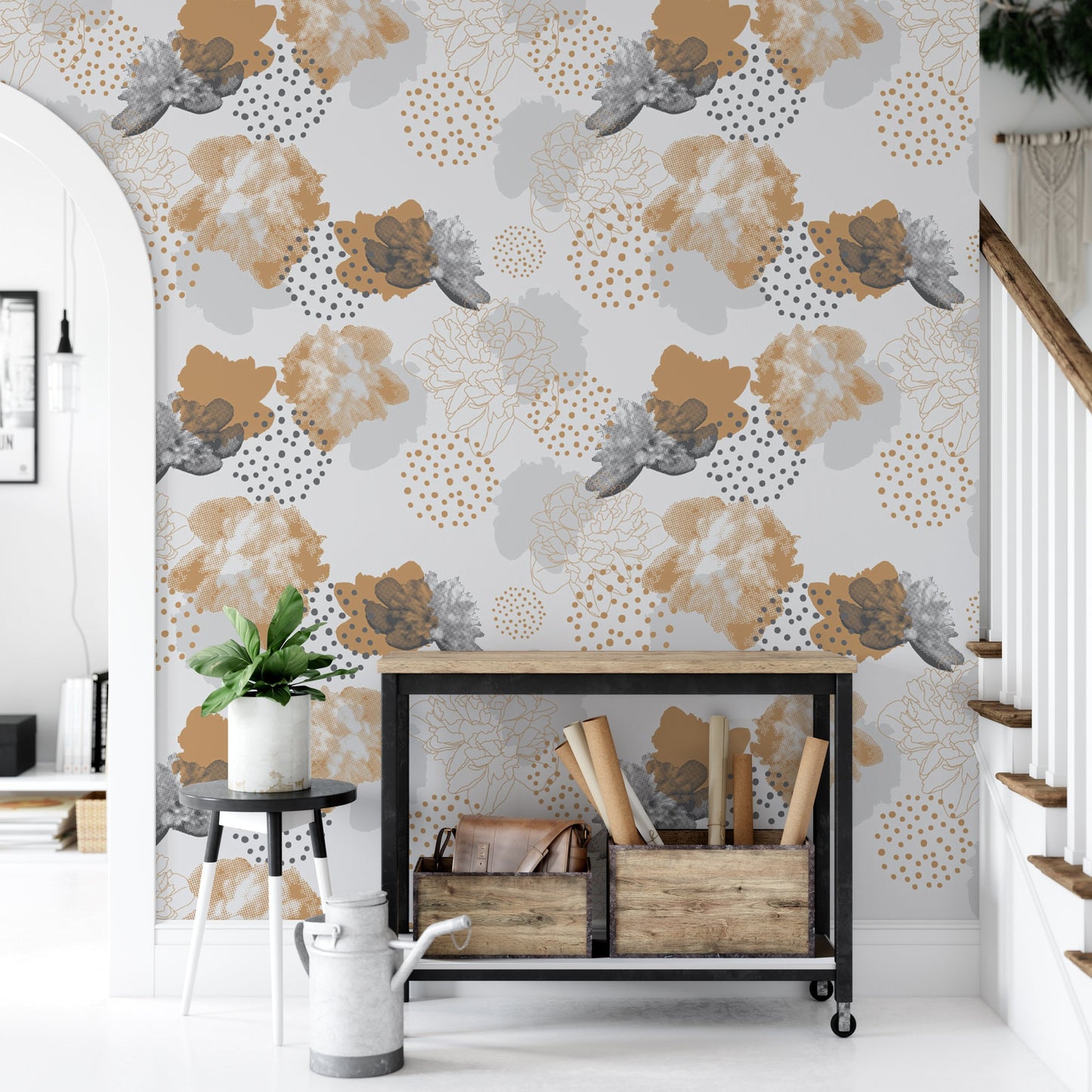 Abstract Natural Floral, Neutrals Wallpaper MW1356