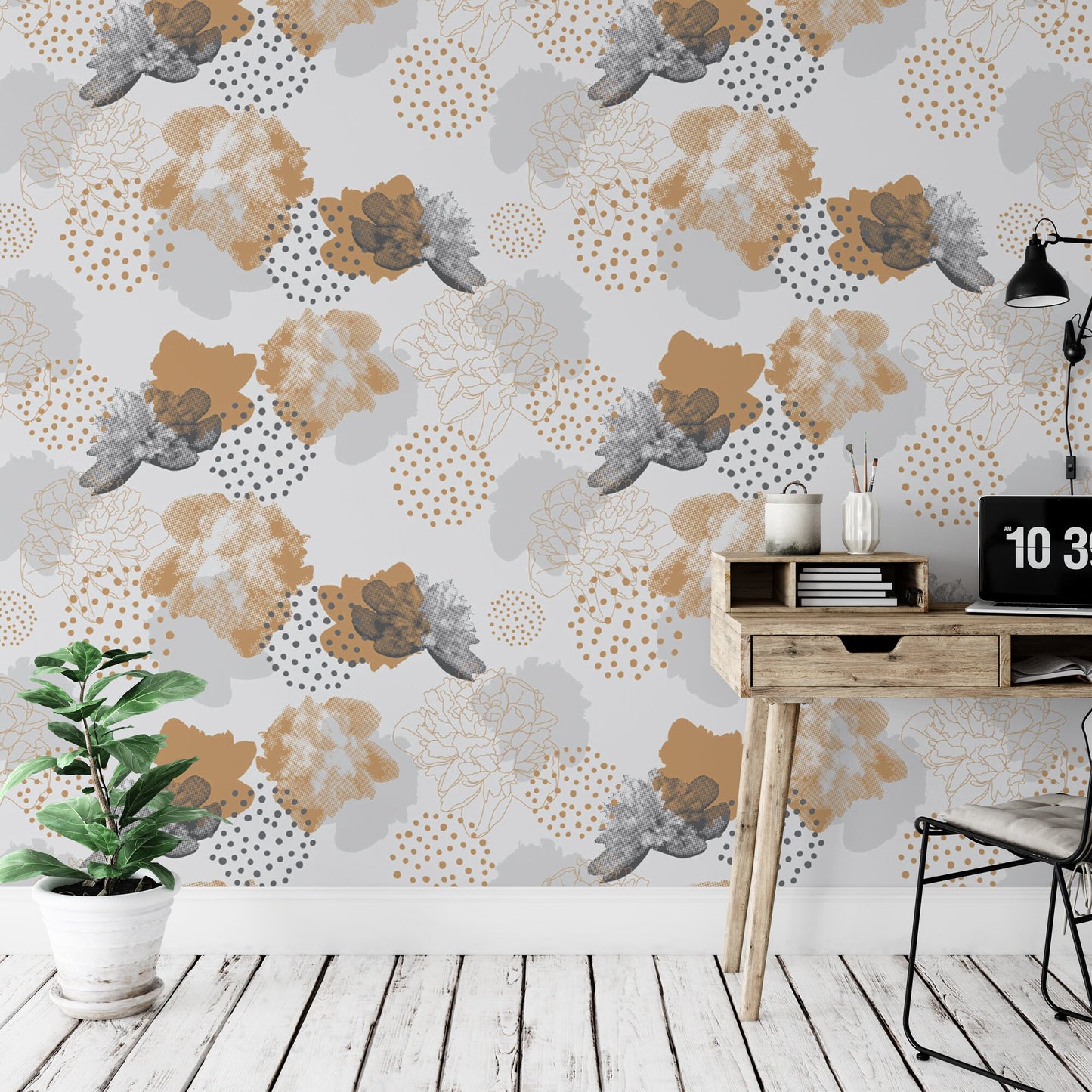 Abstract Natural Floral, Neutrals Wallpaper MW1356