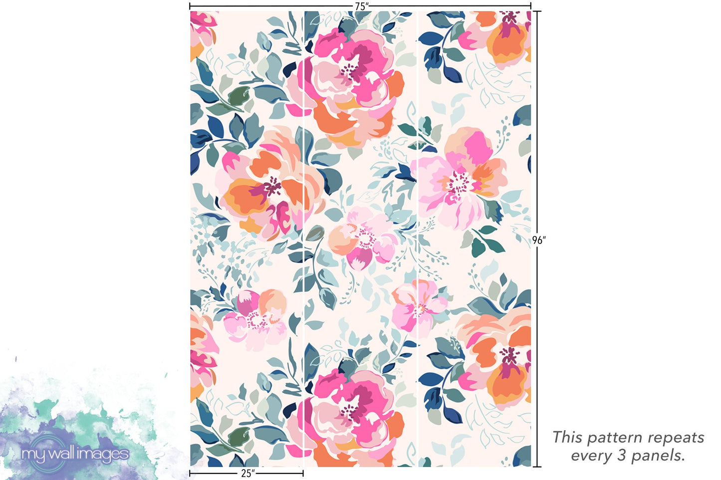 Bold Pink and Orange Flowers Wallpaper MW1031