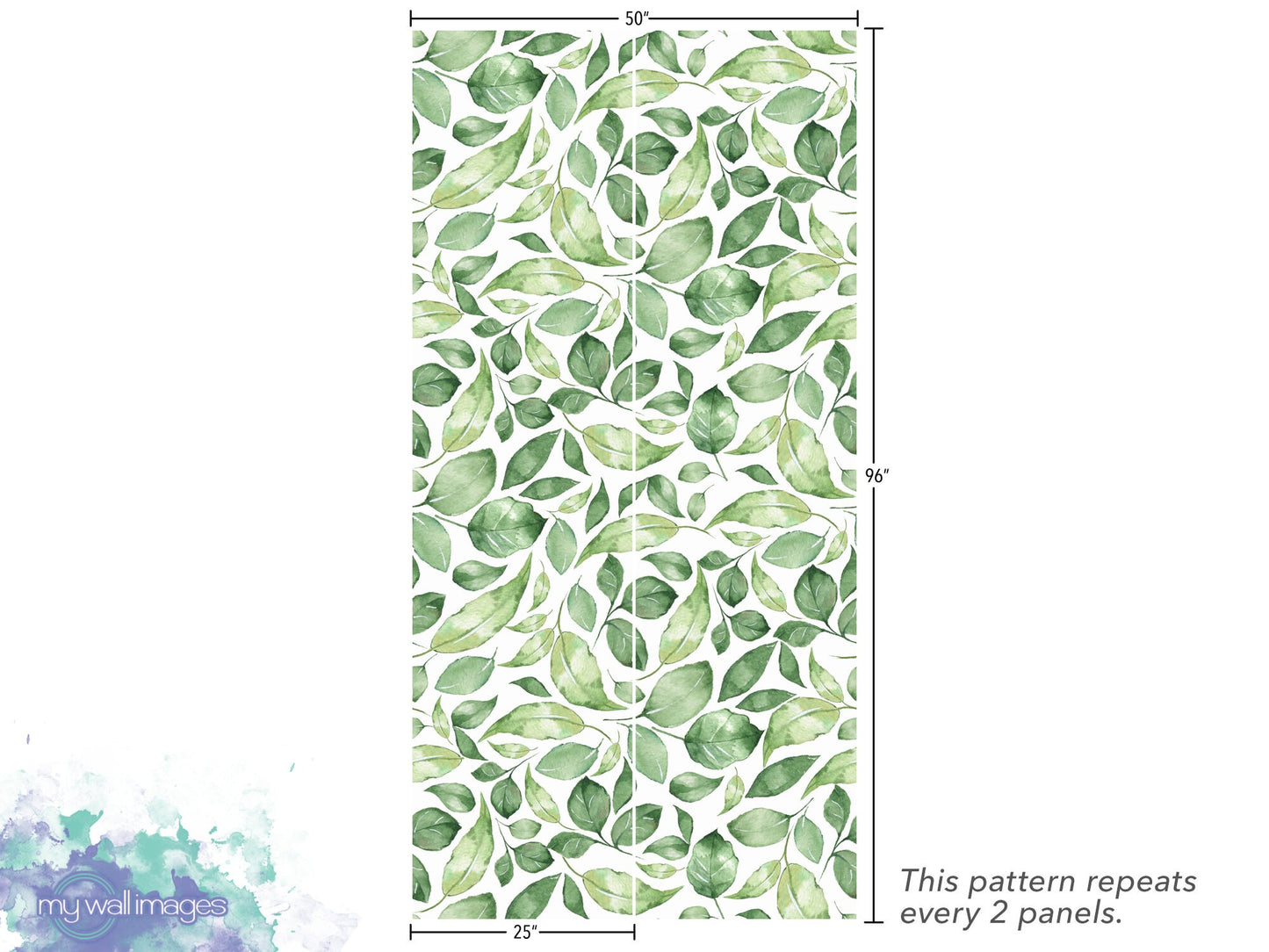 Watercolor Green Leaves Wallpaper MW1068