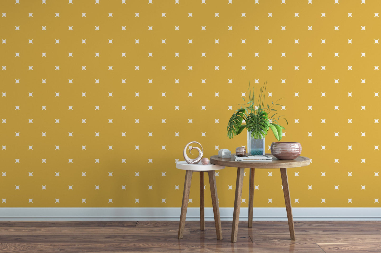 White Dots Gold Mustard Wallpaper MW1929