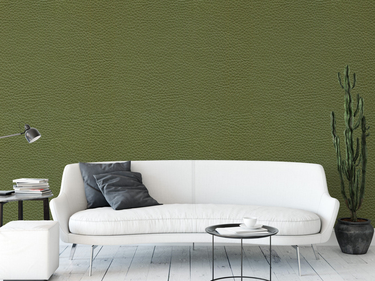 Green Leather Faux Texture Wallpaper MW1524