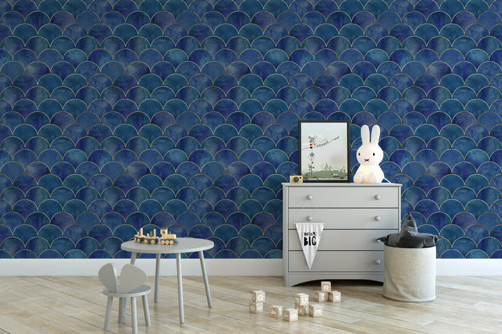 Mermaid Scales Blue Wallpaper MW1146