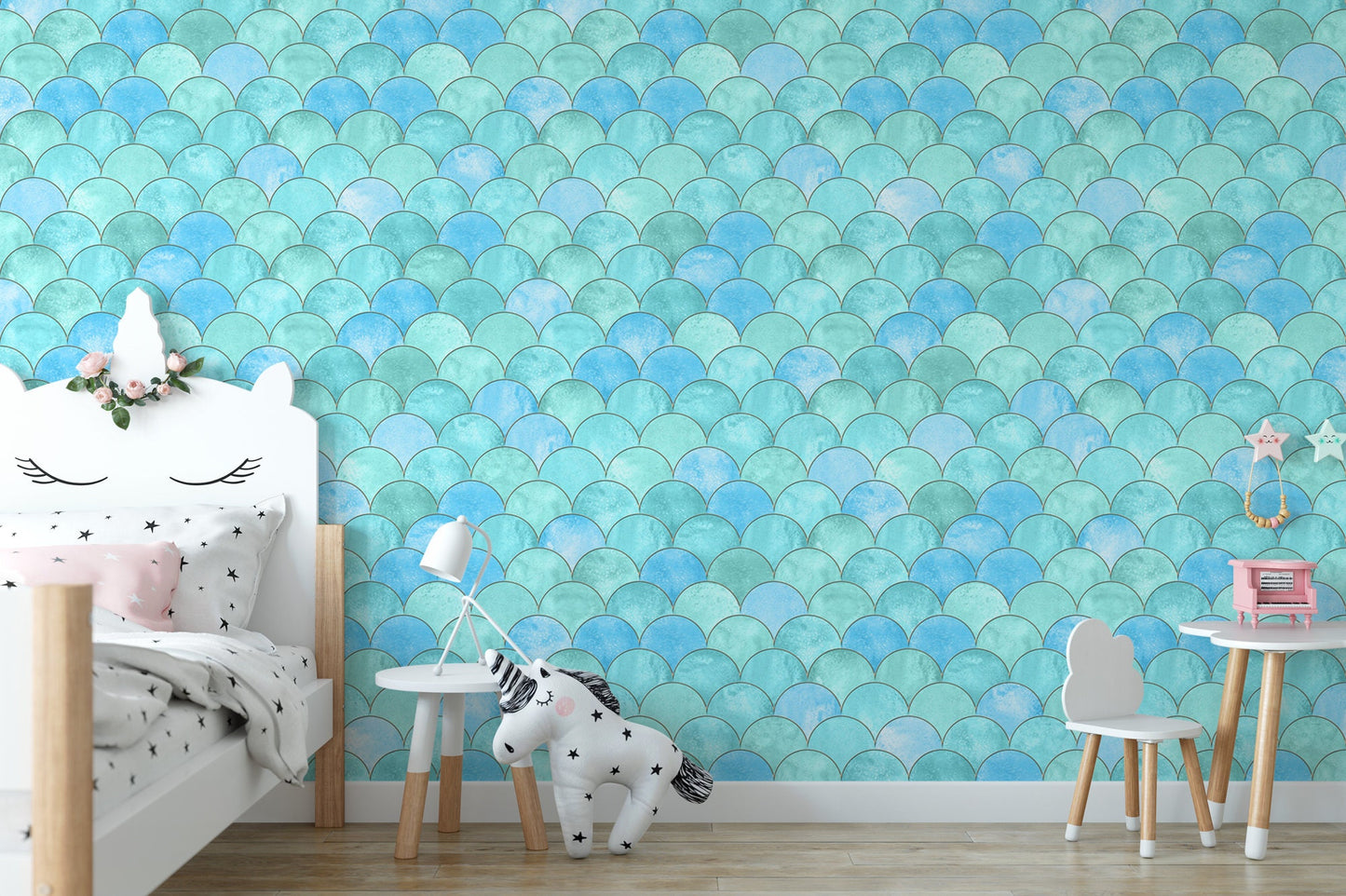 Mermaid Scales Turquoise Wallpaper MW1243