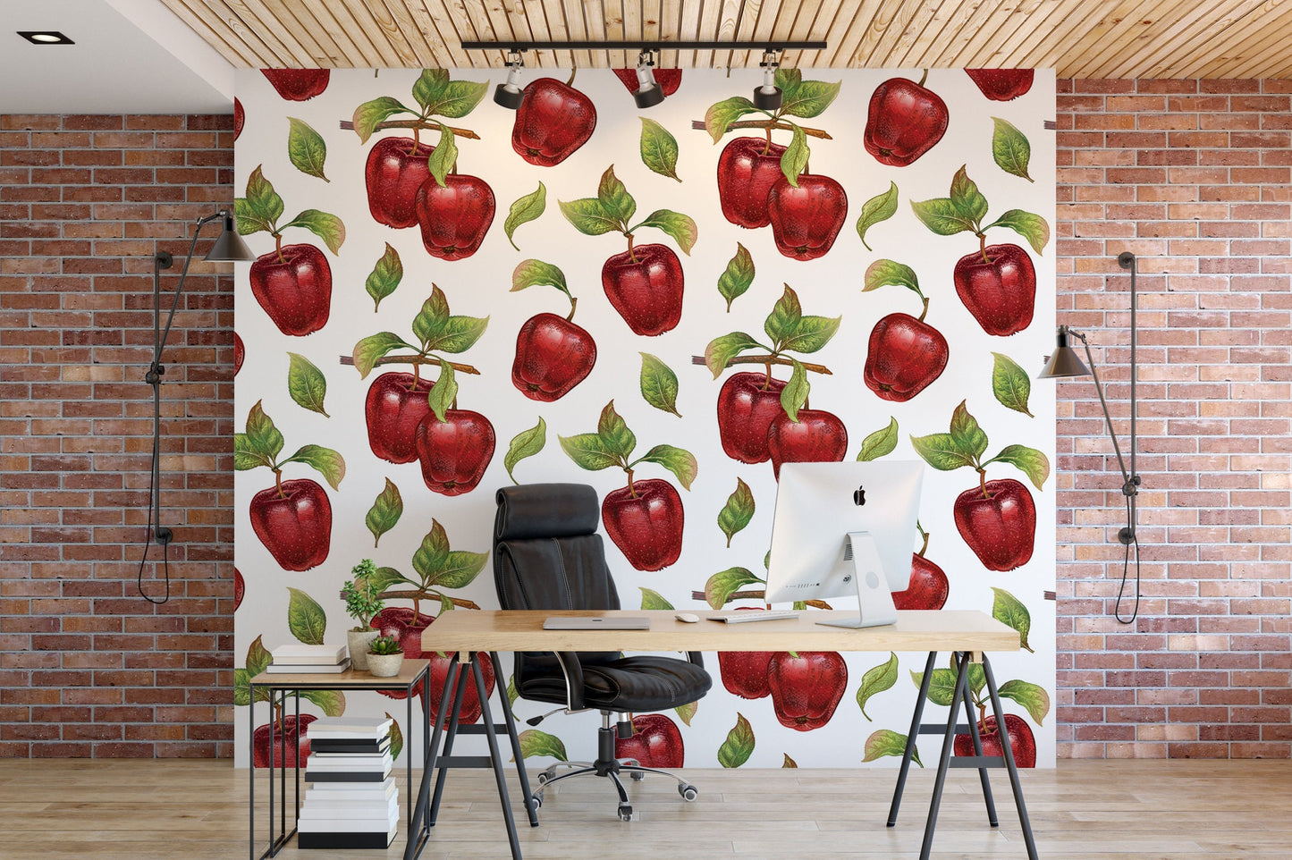 Red Apples with Leaves Wallpaper MW1340