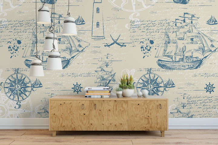 Vintage Nautical Map Wallpaper MW1465