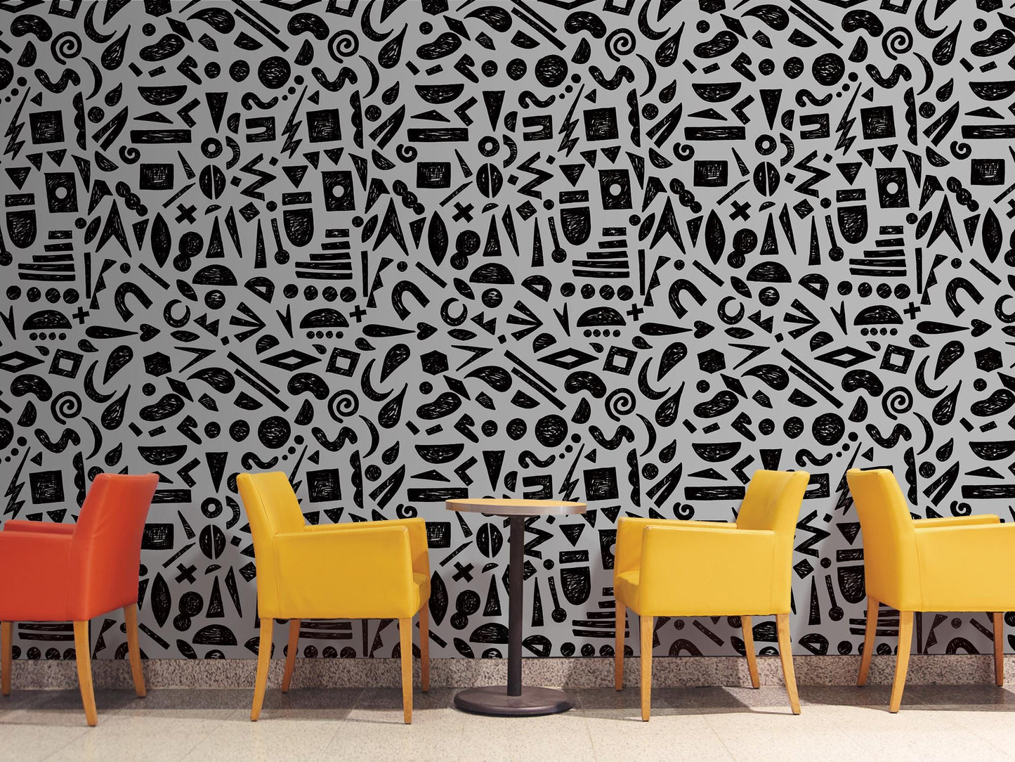 Doodle Graffiti Black Gray Removable Wallpaper, Wall Art, Peel and Stick Wallpaper, Wall Decor, Accent Wall, Gaming Room, Kids Room, MW2159