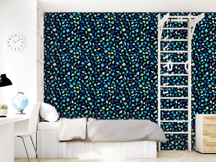 Cool Blues Modern Sea Glass Removable Wallpaper, Wall Art, Peel and Stick Wallpaper, Wall Decor, Accent Wall, Office Decor, Modern, MW2077