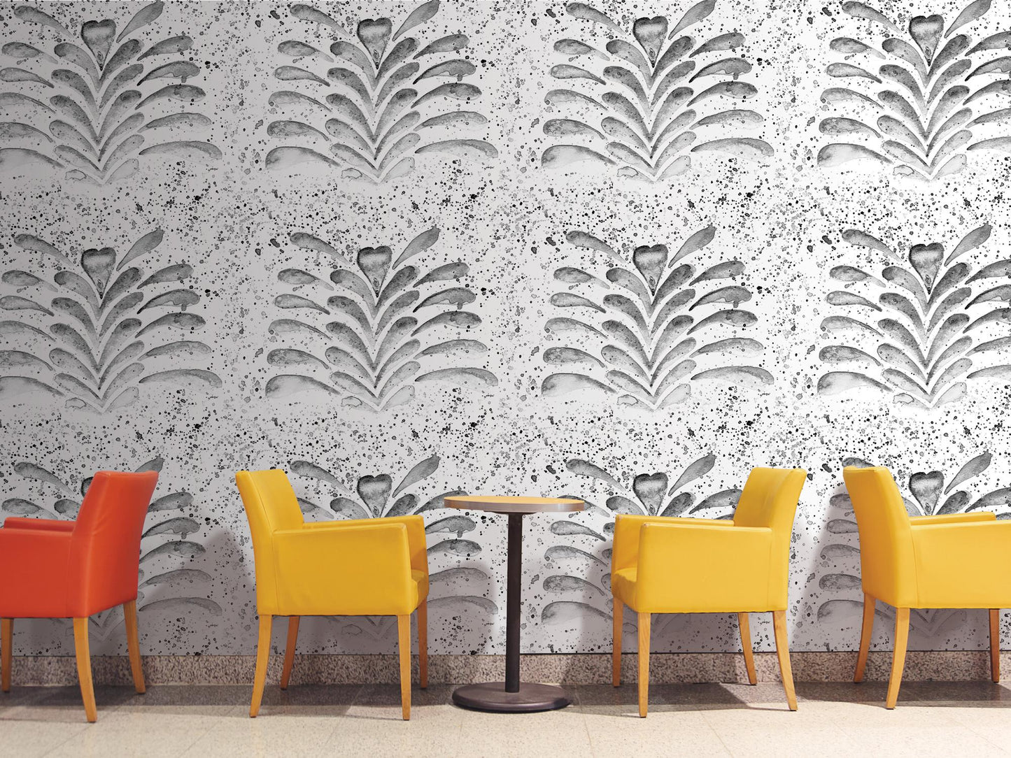 Gray Splashy Watercolor Fleur Removable Wallpaper, Wall Art, Peel and Stick Wallpaper, Wall Decor, Accent, Nursery, Teen, Kids Room, MW2092