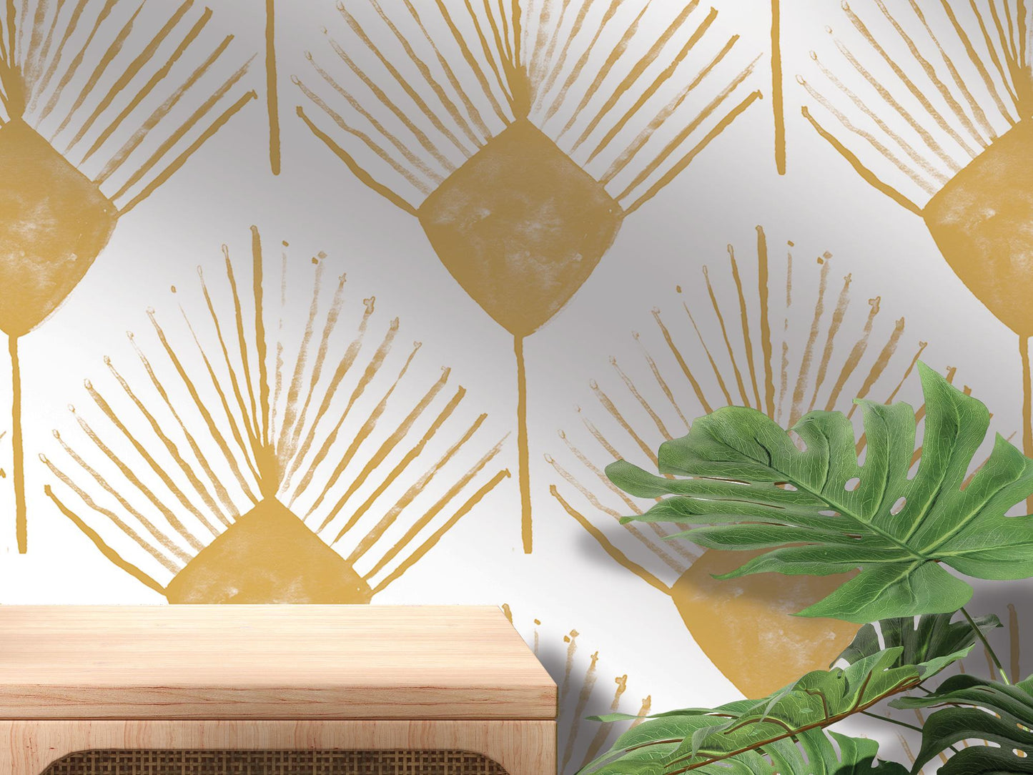 Gold Mustard Boho Spray Removable Wallpaper, Wall Art, Peel and Stick Wallpaper, Wall Decor, Accent Wall, Modern Decor, Cowgirl Core MW2054