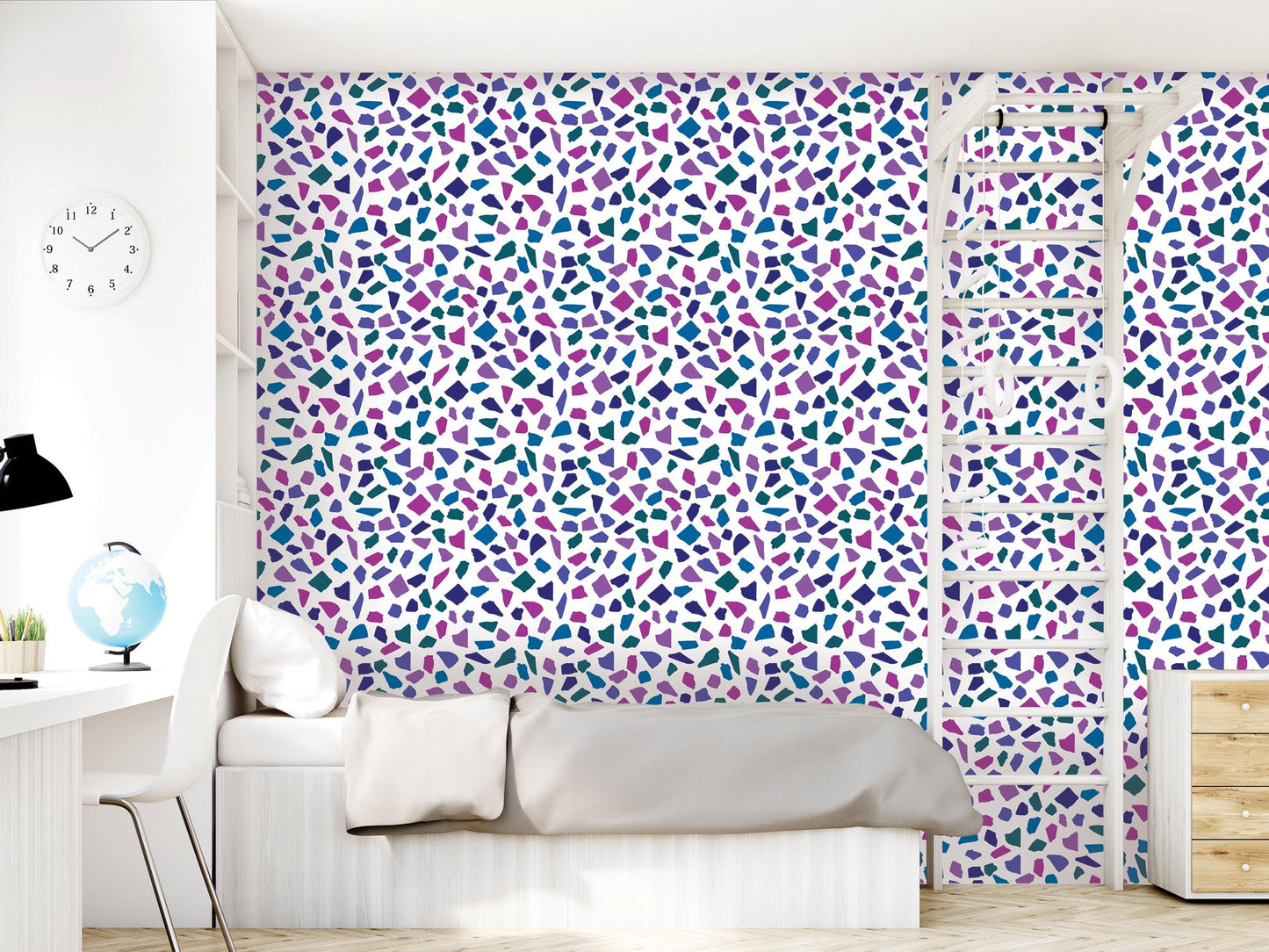 Jeweled Modern Sea Glass Removable Wallpaper, Wall Art, Peel and Stick Wallpaper, Wall Decor, Accent Wall, Office Decor, Modern, MW2071