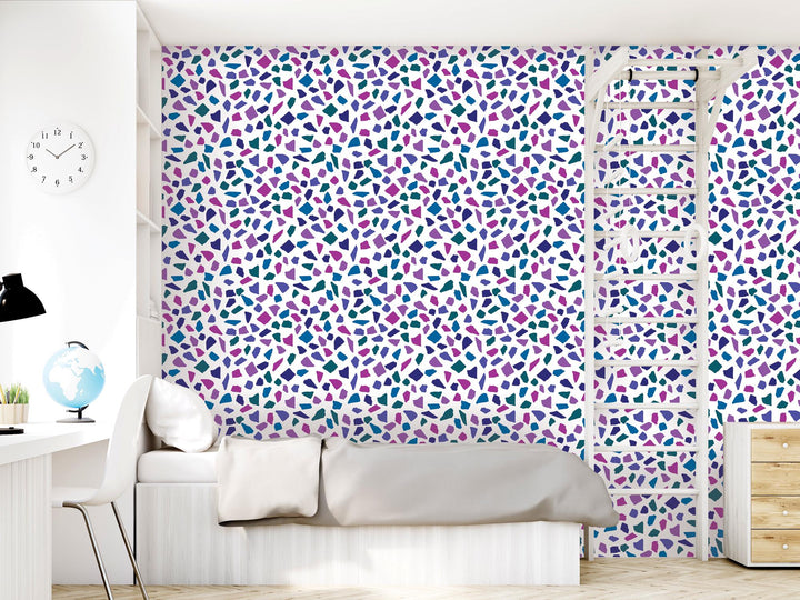 Jeweled Modern Sea Glass Removable Wallpaper, Wall Art, Peel and Stick Wallpaper, Wall Decor, Accent Wall, Office Decor, Modern, MW2071