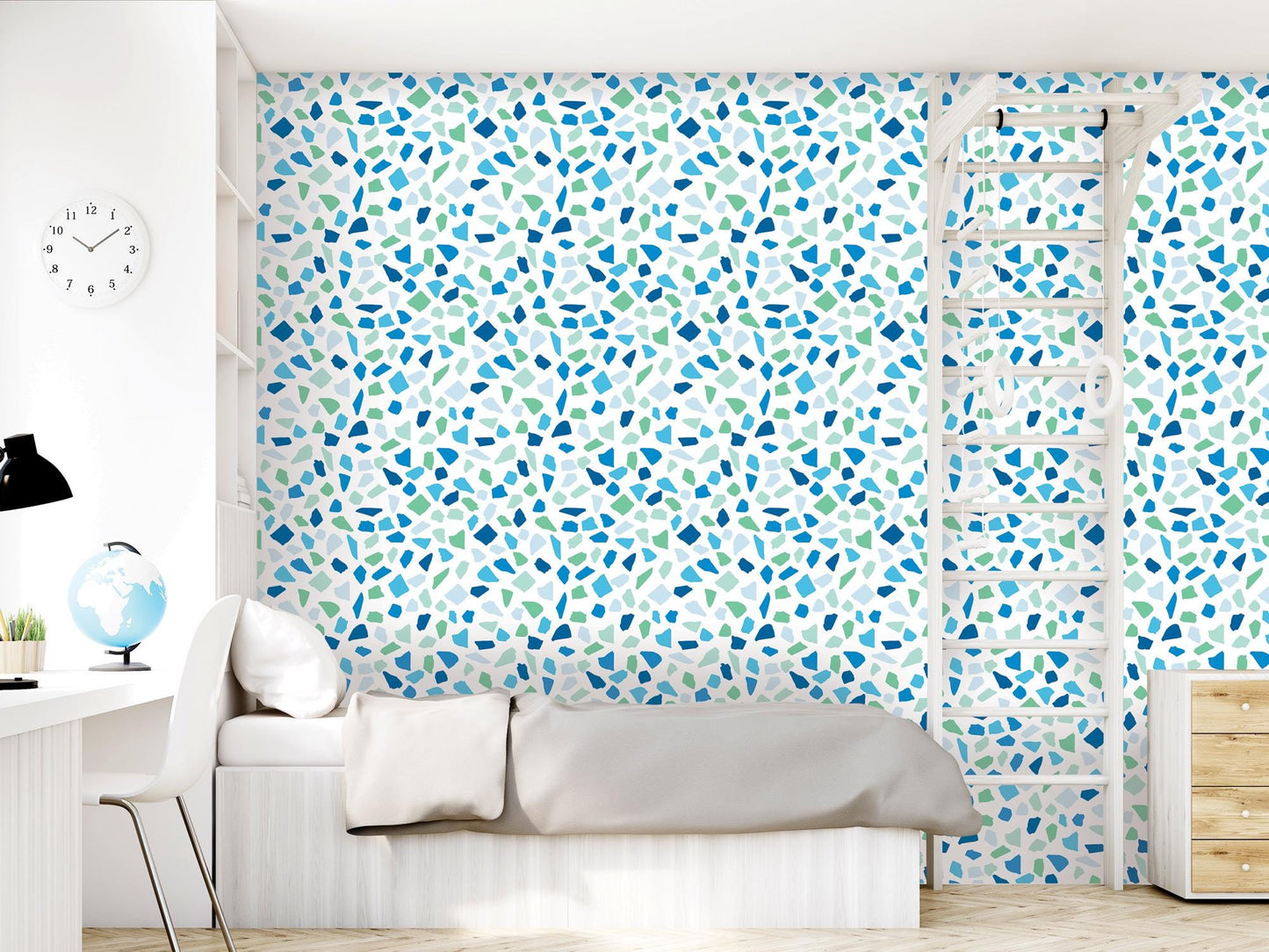 Cool Modern Sea Glass Removable Wallpaper, Wall Art, Peel and Stick Wallpaper, Wall Decor, Accent Wall, Bathroom Decor, Modern Decor, MW2066