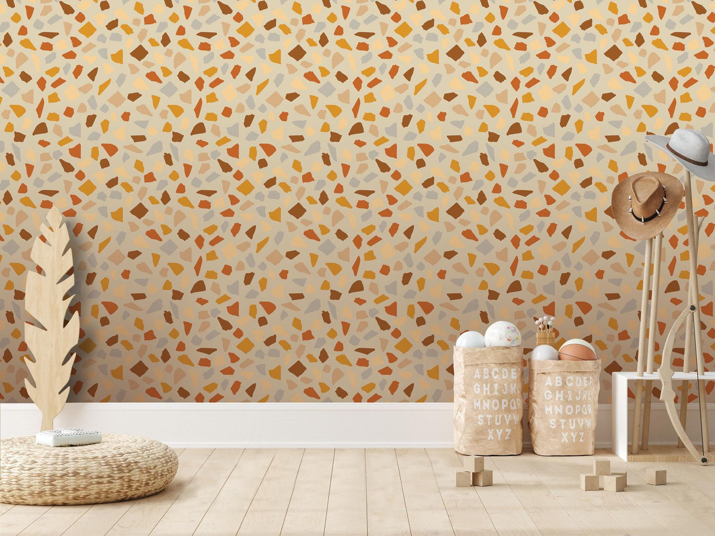 Warm Modern Stones Removable Wallpaper, Wall Art, Peel and Stick Wallpaper, Wall Decor, Accent Wall, Unique Decor, Bathroom Decor, MW2072