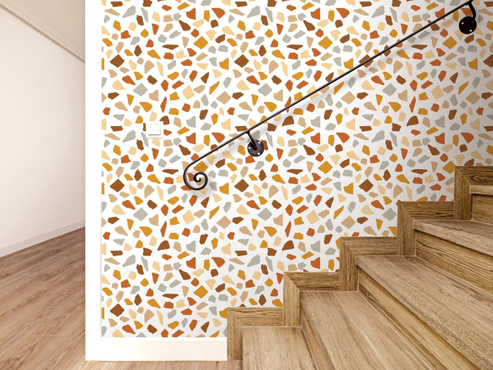 Warm White Modern Stones Removable Wallpaper, Wall Art, Peel and Stick Wallpaper, Wall Decor, Accent Wall, Unique Decor, Bathroom, MW2073