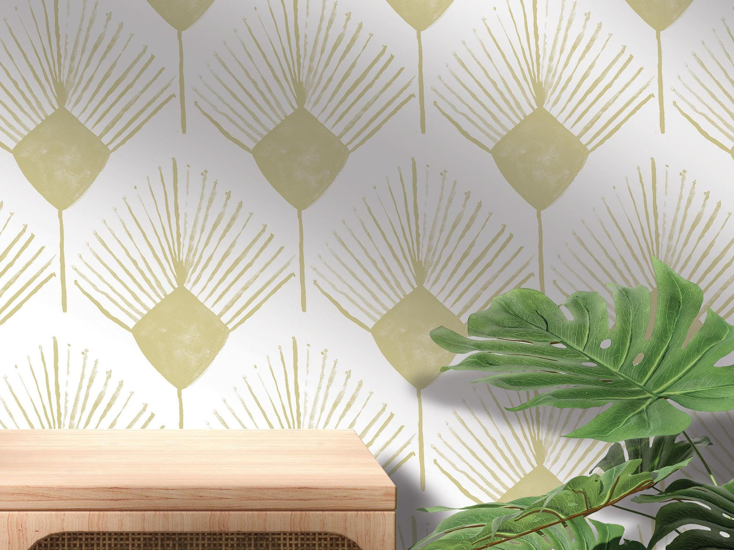 Sandy Yellow Boho Spray Removable Wallpaper, Wall Art, Peel and Stick Wallpaper, Wall Decor, Accent Wall, Modern Decor, Cowgirl Core MW2055