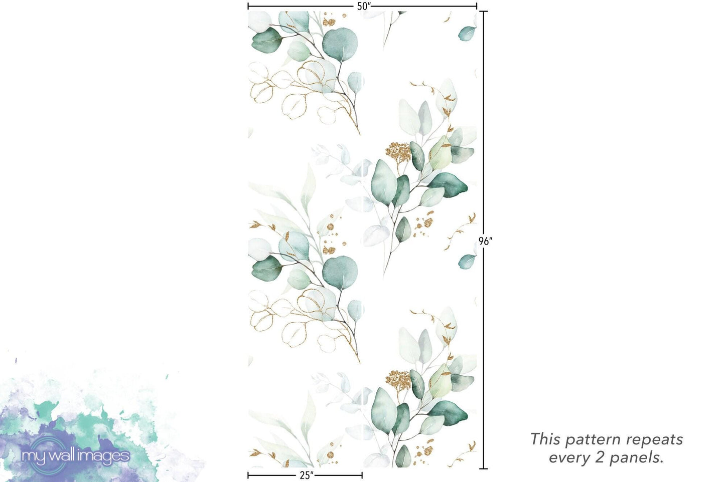 Green and Gold Eucalyptus Leaf Wallpaper MW1316MED
