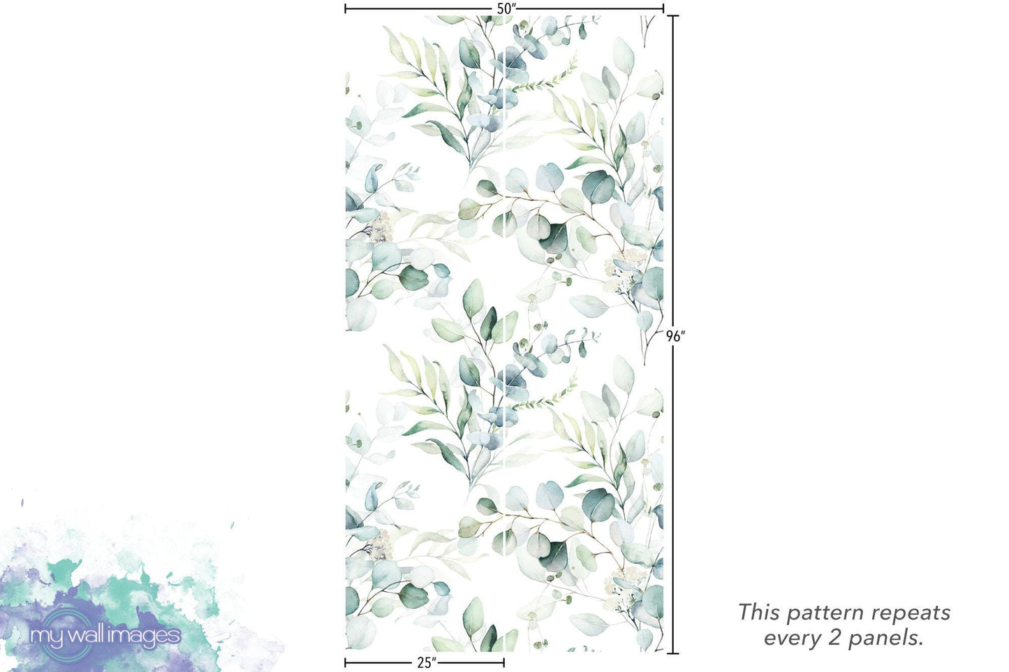 Green Leaves on White Wallpaper MW1461