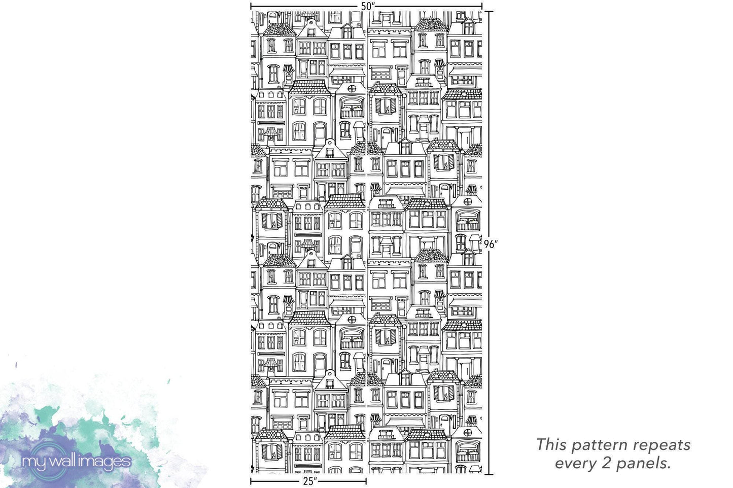 Modern Black and White House Sketches Wallpaper MW1472