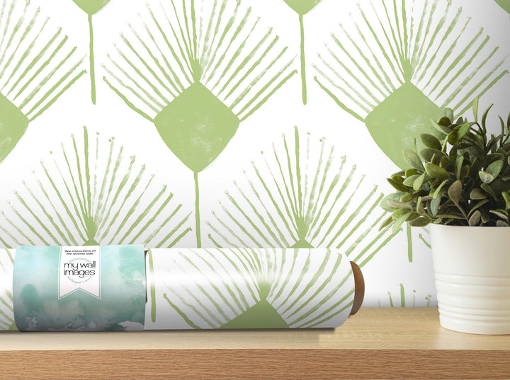 Lime Green Boho Spray Removable Wallpaper, Wall Art, Peel and Stick Wallpaper, Wall Decor, Accent Wall, Modern Decor, Cowgirl Core MW2052