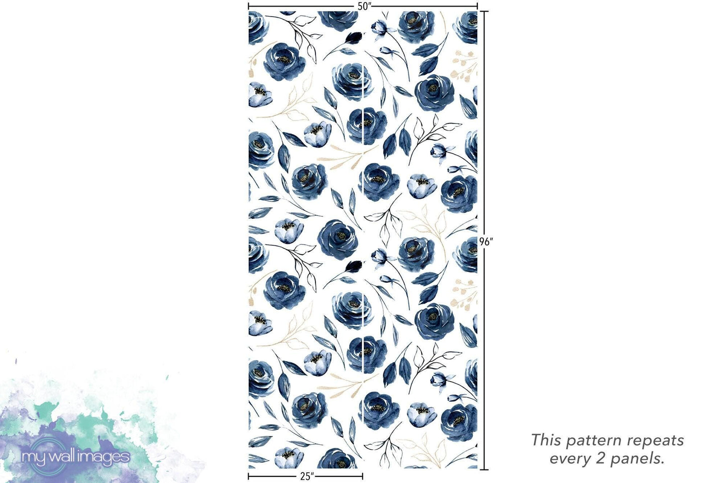 Blue Floral Navy Wallpaper MW1198med