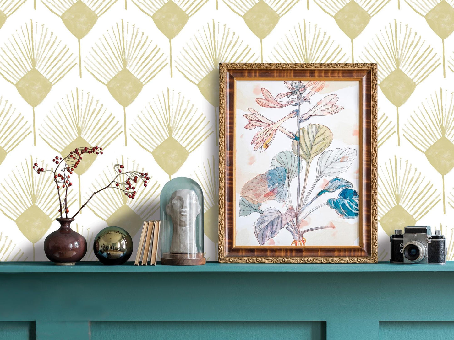 Sandy Yellow Boho Spray Removable Wallpaper, Wall Art, Peel and Stick Wallpaper, Wall Decor, Accent Wall, Modern Decor, Cowgirl Core MW2055