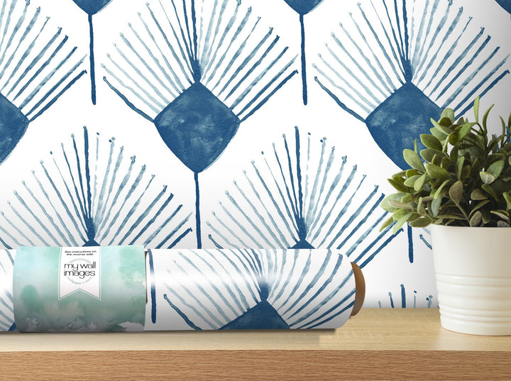 Navy Blue Boho Spray Removable Wallpaper, Wall Art, Peel and Stick Wallpaper, Wall Decor, Accent Wall, Modern Decor, Cowgirl Core MW2047