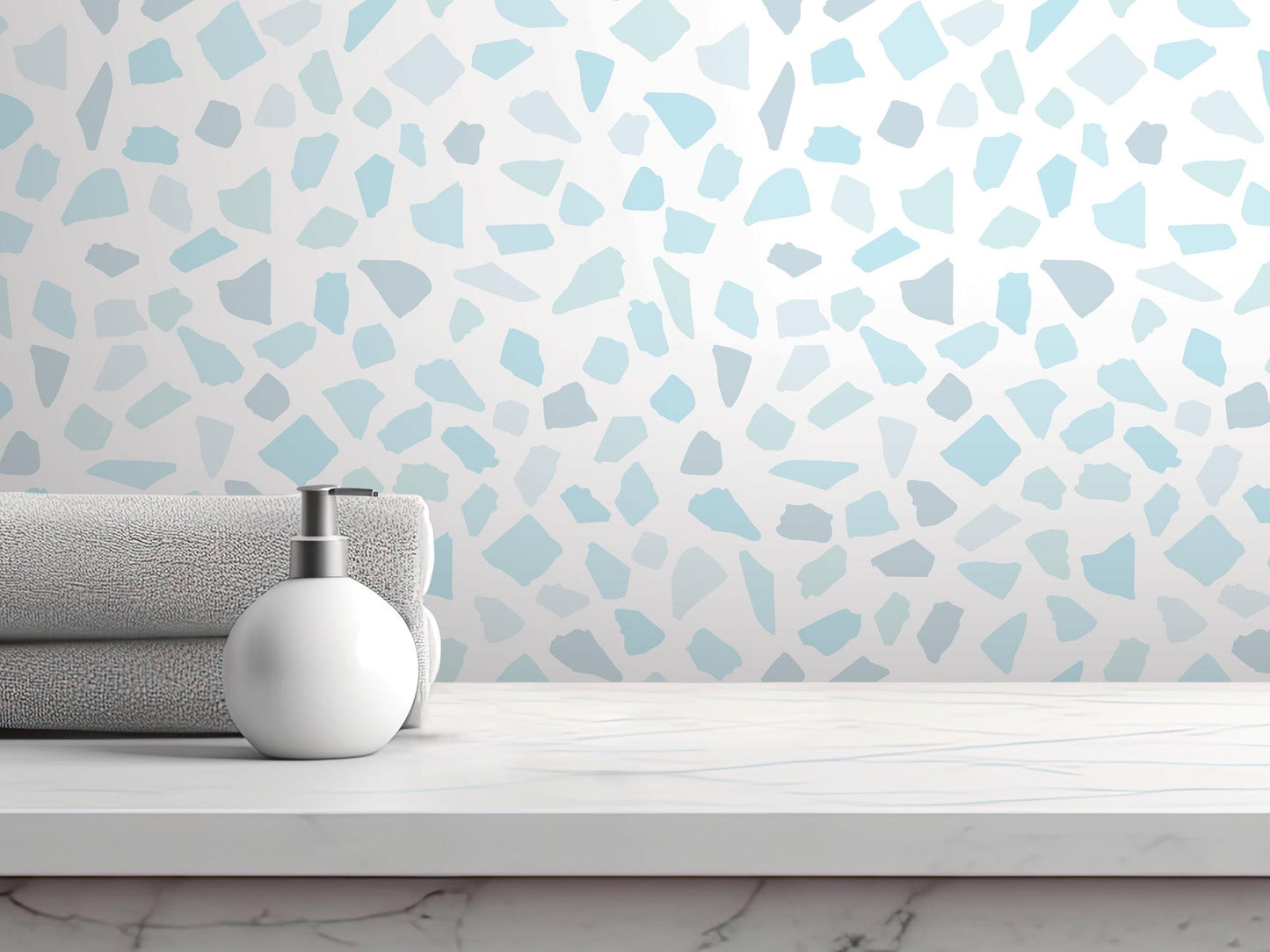 Soft Modern Sea Glass Removable Wallpaper, Wall Art, Peel and Stick Wallpaper, Wall Decor, Accent Wall, Bathroom Decor, Modern Decor, MW2067