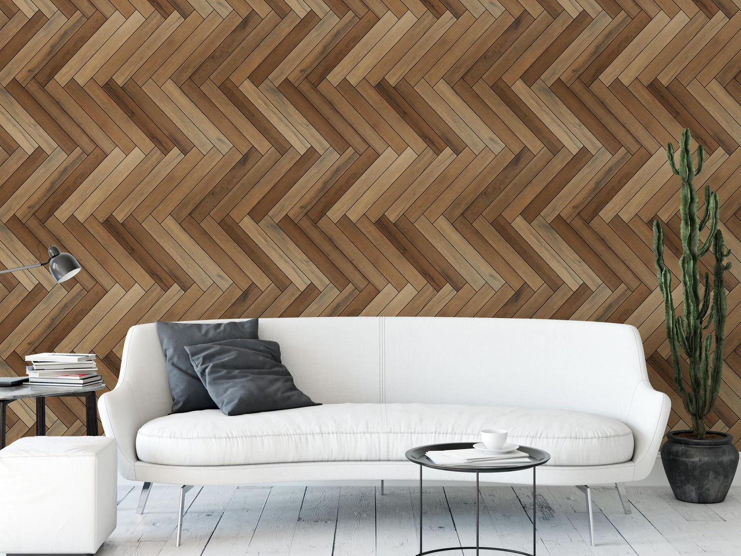 Wood Texture Horizontal Herringbone Wallpaper MW1580