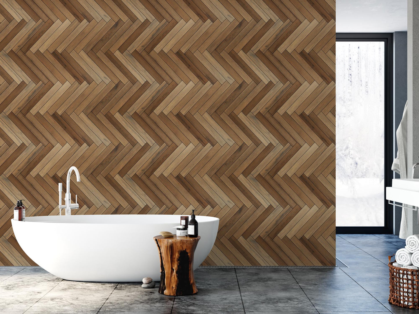 Wood Texture Horizontal Herringbone Wallpaper MW1580