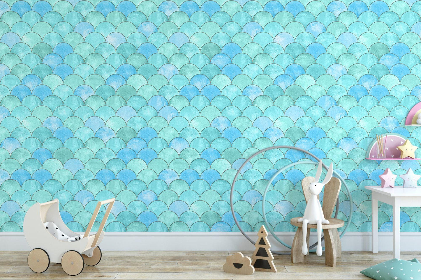 Mermaid Scales Turquoise Wallpaper MW1243