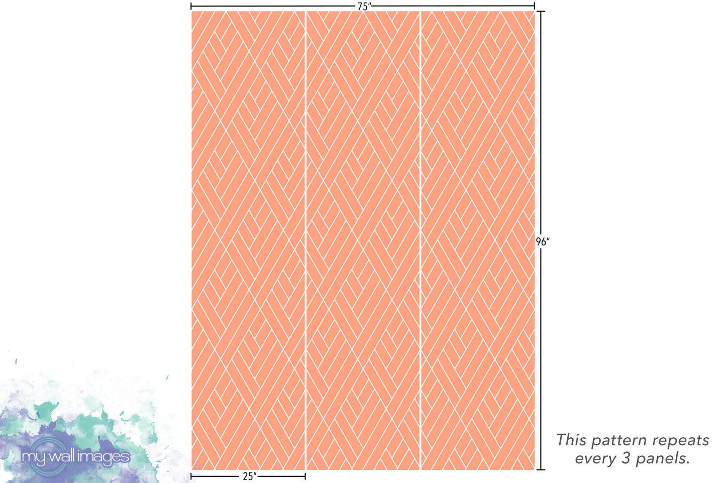 Coral Peach and White Geometric Wallpaper MW1231