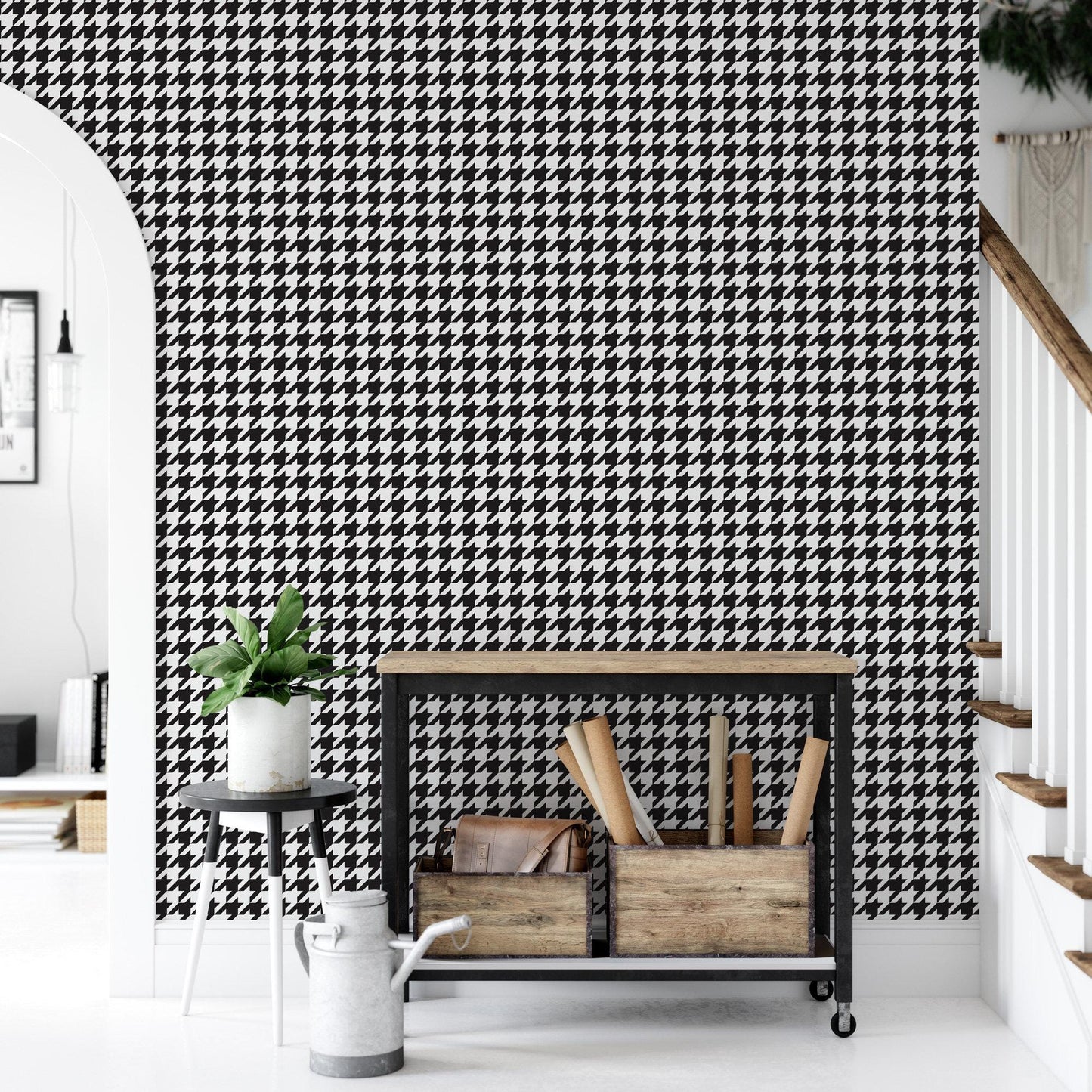 Houndstooth Black and White Wallpaper MW1694