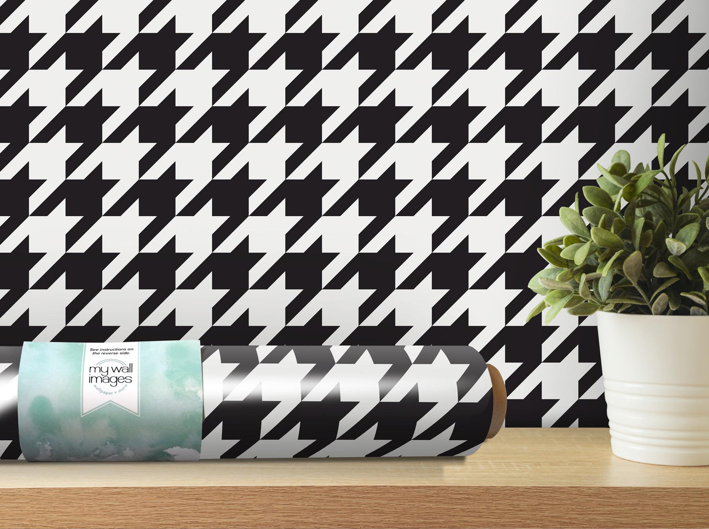 a black and white wall with a black and white pattern