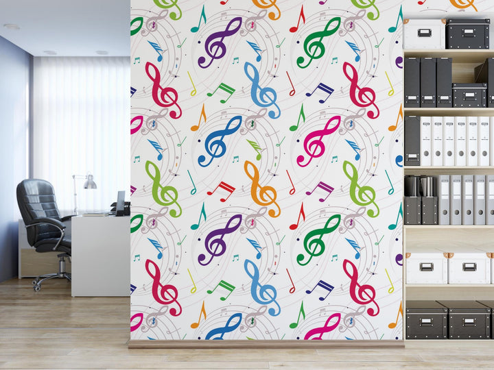 Colorful Music Notes, Music Studio Wallpaper MW1323